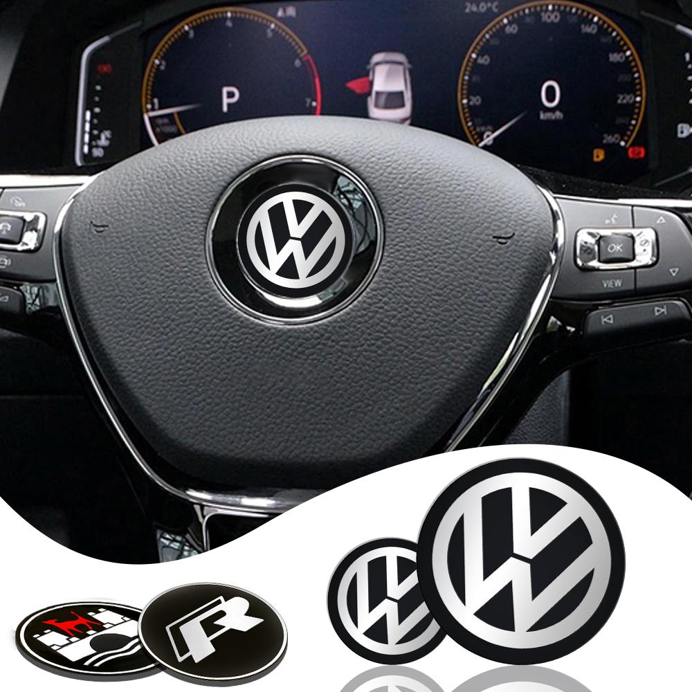 For Volkswagen n21PC Car Steering Wheel Sticker Emblem Valve Cap For VW Golf Polo CC Jetta Mk6 Tiguan Passat Touran GTI ABT Old R Car Accessories