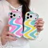 Чехол для телефона Apple iPhone 17 16 15 14 13 Pro Max с блоками цвета и волнами, ударопрочный, жесткий, защитный