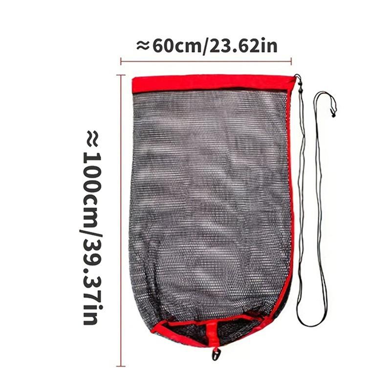 1/2pcs Fishing Landing Net Fishing Catching Collection Bag With Drawstring Portable Fish Net Encrypted Mesh Fish Holding Bag For