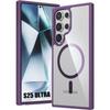 Case with Magnetic Circle for Samsung Galaxy S25 Ultra, Hybrid Protection Purple Border