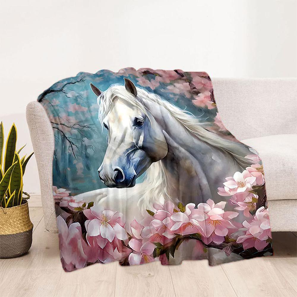 Horse Blanket Comfortable Suitable for Couch Office Chair Bed for All Seasons Playful Design Suitable for Gifting Relatives and Friends