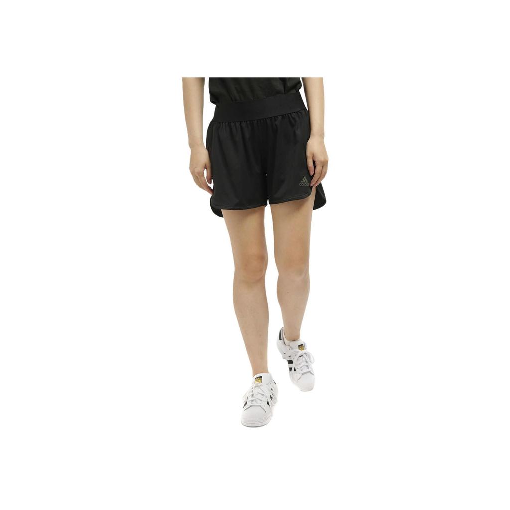 Adidas Solid Color Elastic Waist Fitness Shorts Women Bottoms Black FM4719