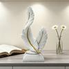 Artistic Feather Statue Modern Green White Feather Shape Resin Figurine Sculpture Home Office Desktop Decoration Ornament