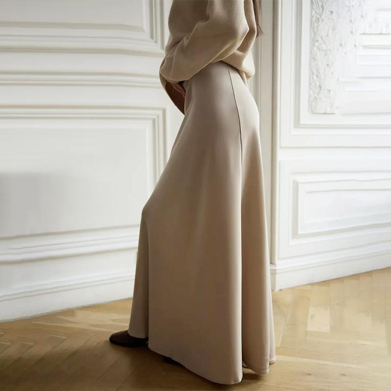 Длинная атласная юбка с высокой талией, женская летняя узкая модная элегантная юбка, женская повседневная лоскутная белая темпераментная уличная одежда для женщин 2024