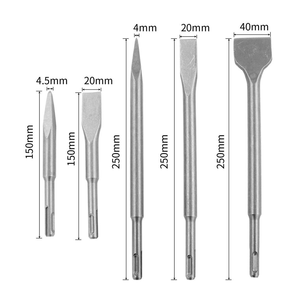 5 шт. Ударные зубила с круглым хвостовиком из стали 40Cr для перфоратора, точечные, плоские
