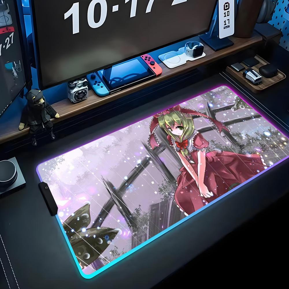 Hina Touhou Коврик для мыши RGB Игровой коврик для мыши Большой светодиодный коврик Настольный коврик для ПК Светящийся коврик для мыши Большие коврики для клавиатуры Настольный ковер с подсветкой