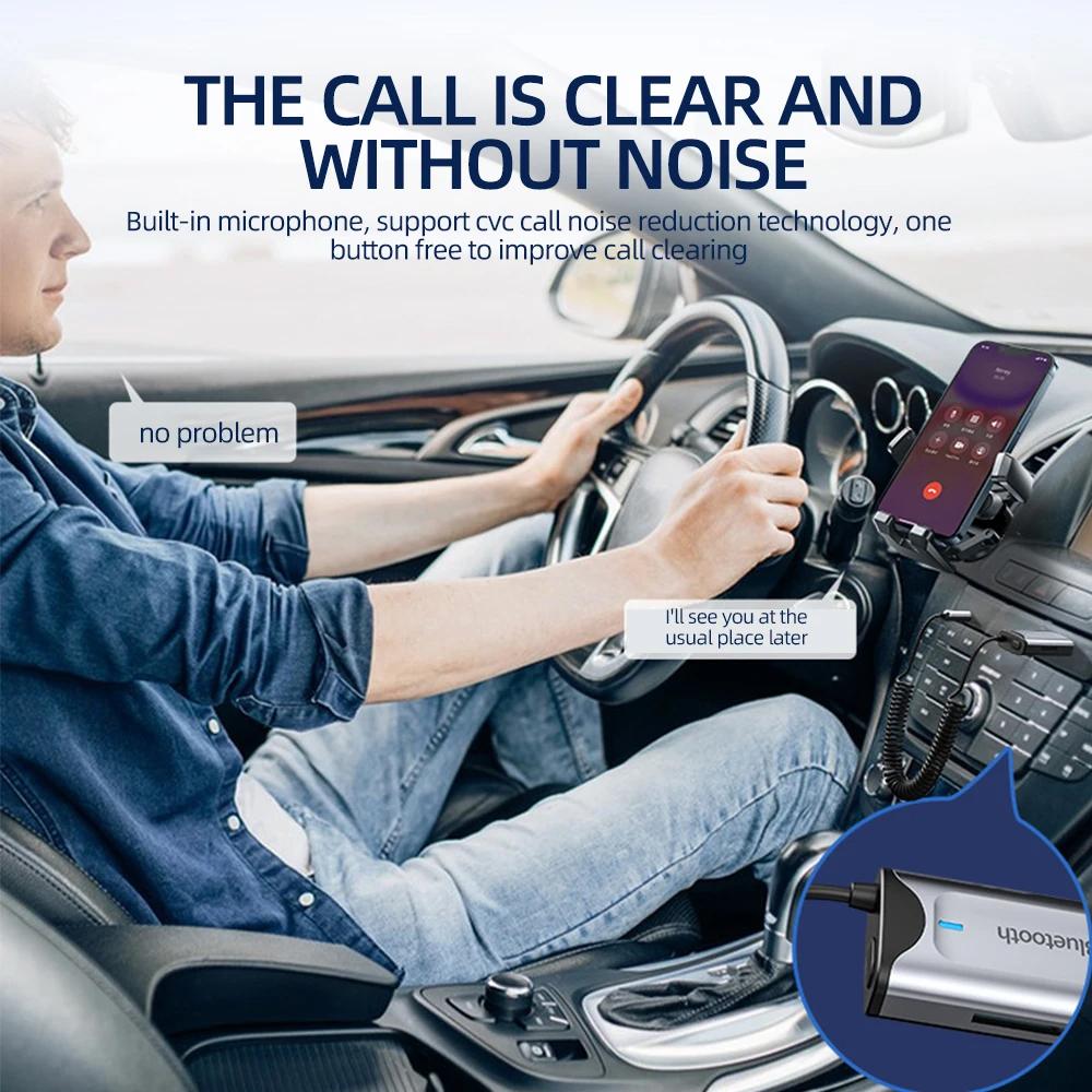 Автомобильный адаптер Aux Bluetooth 5,3, беспроводной аудиоприемник, USB-разъем 3,5 мм, TF-карта, передатчик громкой связи для автомобильного динамика