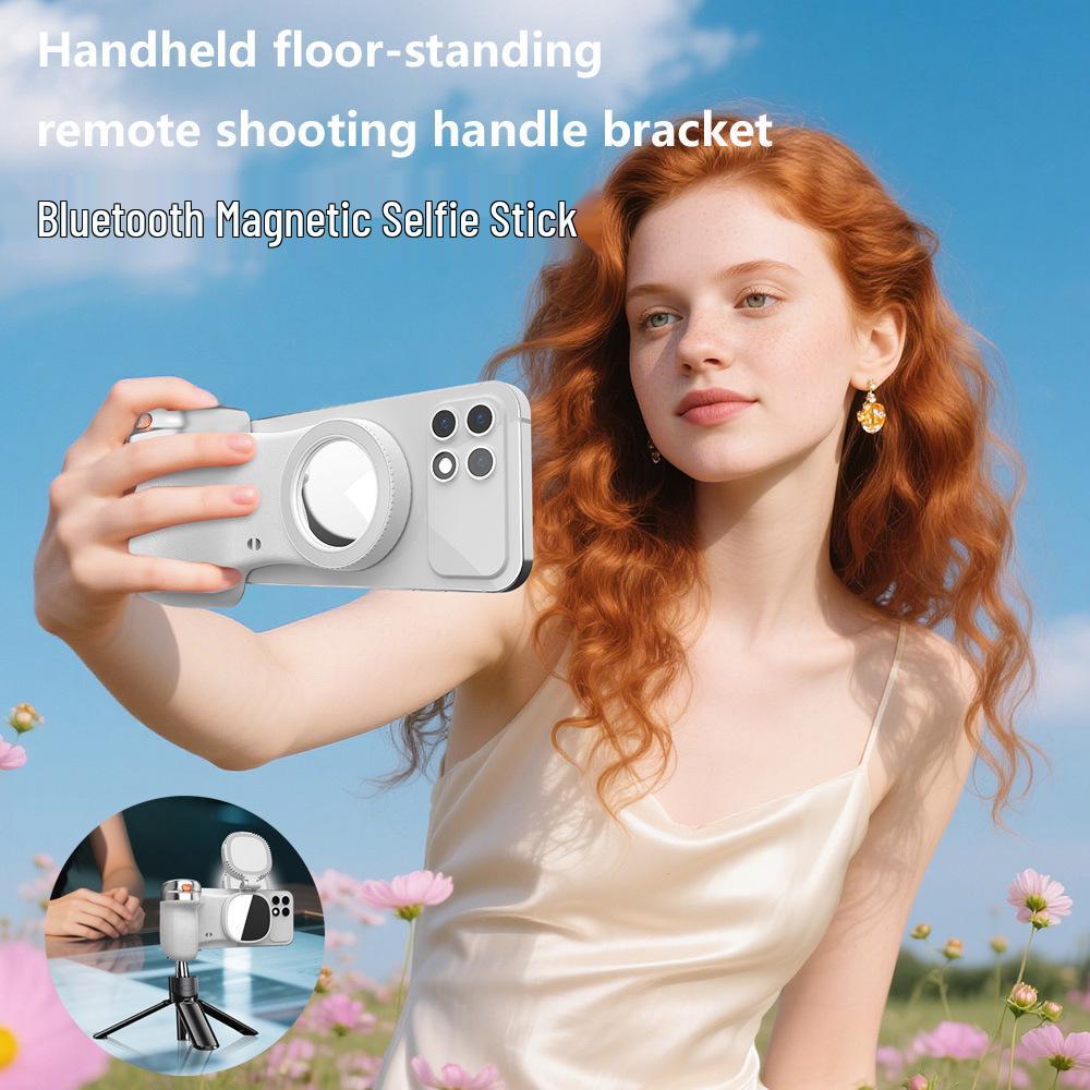 Wireless Bluetooth Magnetic Selfie Stick with Fill Light for Vlogs and Live Broadcasts