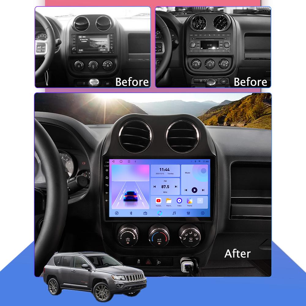 Автомобильное радио Android Auto Carplay для JEEP Compass 2009-2016, мультимедийный проигрыватель, головное устройство, стерео, GPS-навигация, BT WIFI 1+16 ГБ