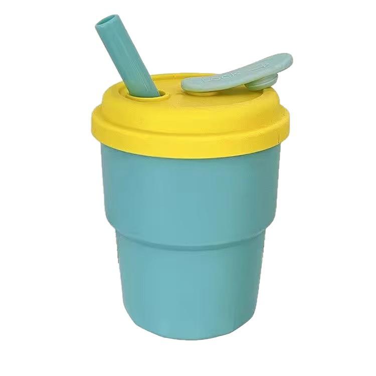 Water bottle Xiaohongshu high value dopamine water cup home office silicone straw cup children's cup heat-resistant and anti-drop