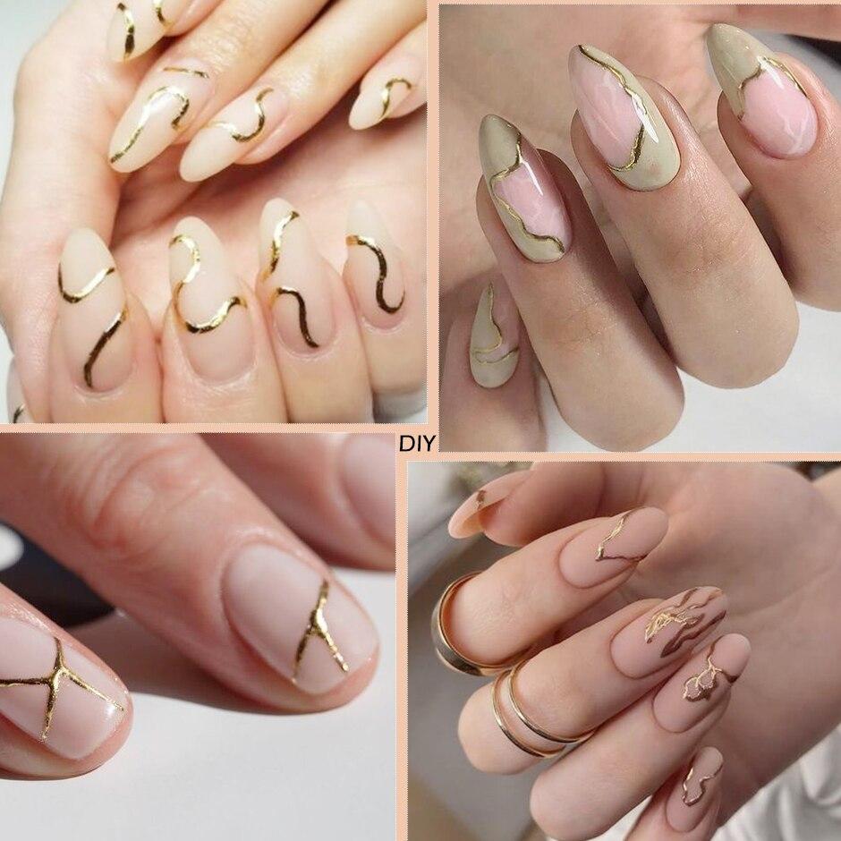 3D Metallic Golden Line Nail Stickers Striping Tape Nail Design Decor Art Decals DIY Manicure Decor