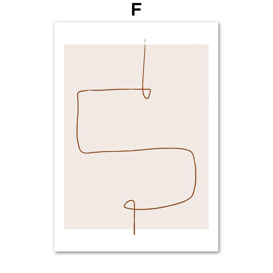Камышовые растения Пляжный Бохо Абстрактные линии Тыква Постеры и Принты Бежевое настенное искусство Холст Картина для гостиной Домашнее украшение