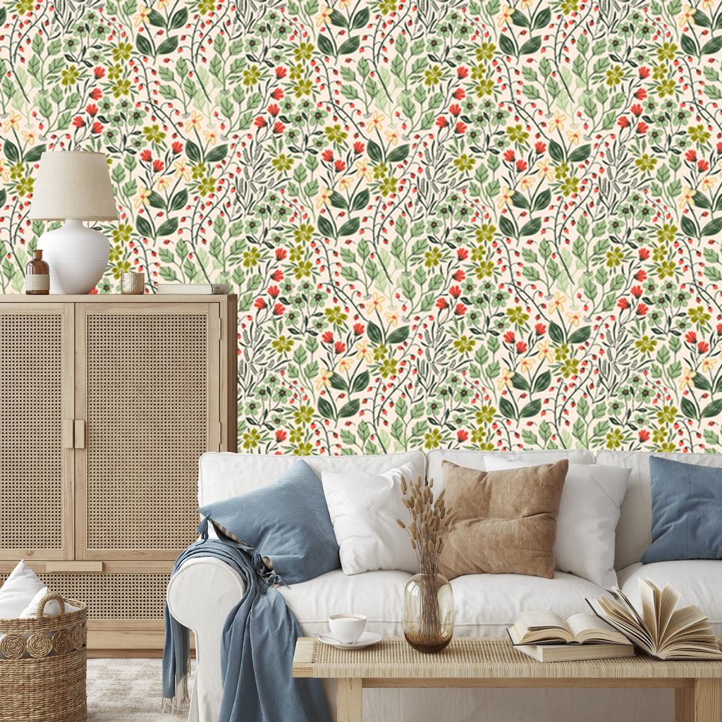 Forest Flowers and Fruits Wallpaper for Living Room and Bedroom 50x1000