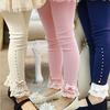 Children Girls Princess Legging Spring Autumn Trim Lace Pleated Rhinestones Leggings Cotton Leggings Pants for Girls