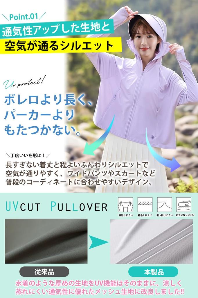 Parasol UV Hoodie for Sun Rash Sun With To Put On and Breathable Black S [Ranmy Stage] [Wearable Hoodie] Women, Protection, Guard, Protection, Brim,