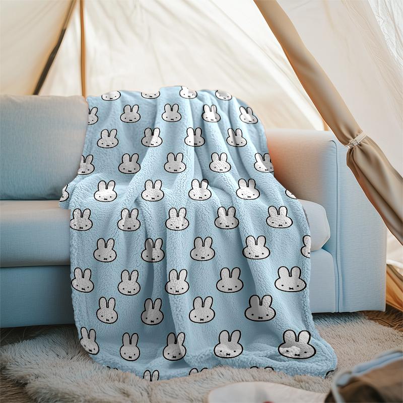 Miffy printed blanket—lightweight,soft,warm;versatile blanket all seasons—perfect as &air-conditioning throw,nap blanket