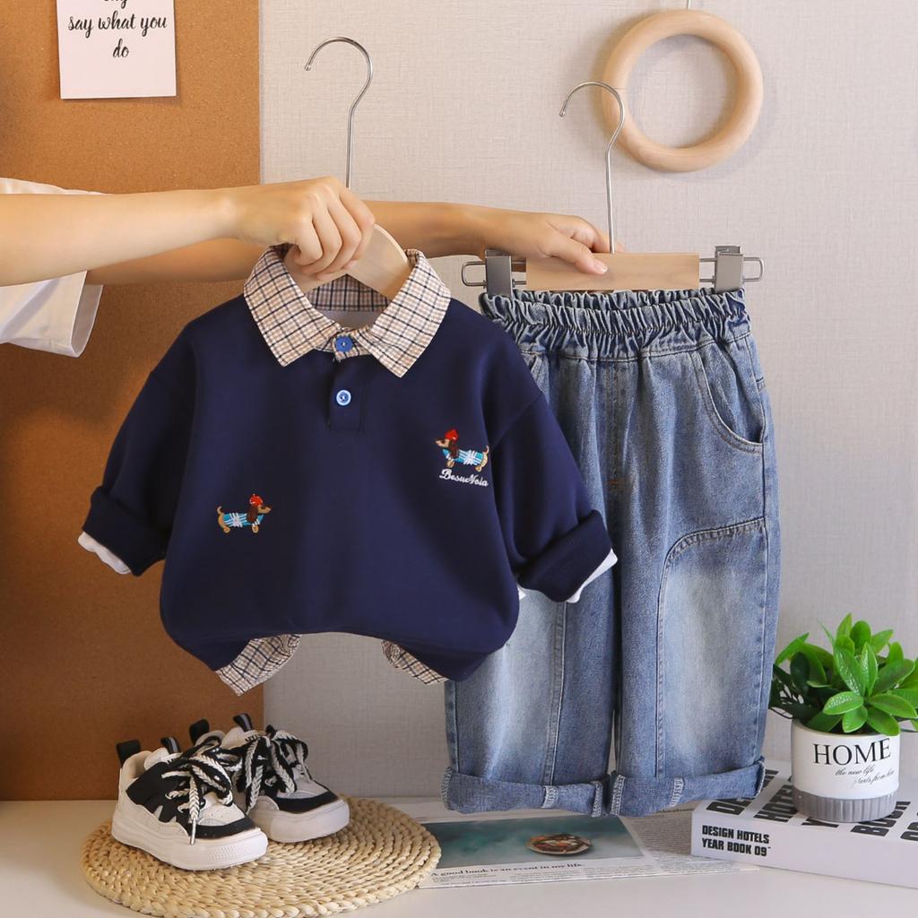 Детский повседневный комплект с длинным рукавом, удобные наряды для повседневной носки