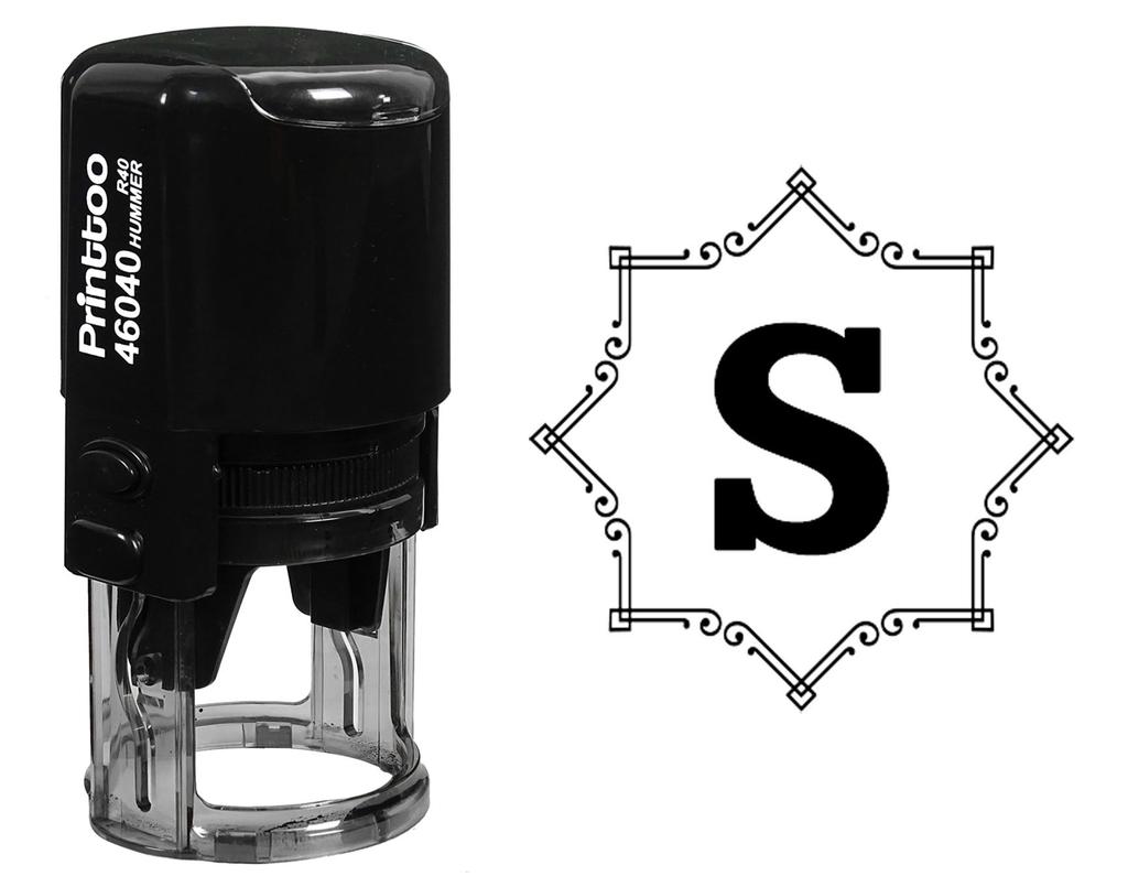 Printtoo R-40 Alphabet S Monogram Initial Octagon Celtic Swirl Frame Self Inking Rubber Stamp Office