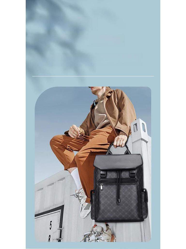 Модный мужской рюкзак из натуральной кожи с большой вместимостью для 15,6-дюймового ноутбука – модный печатный дизайн для школы и путешествий