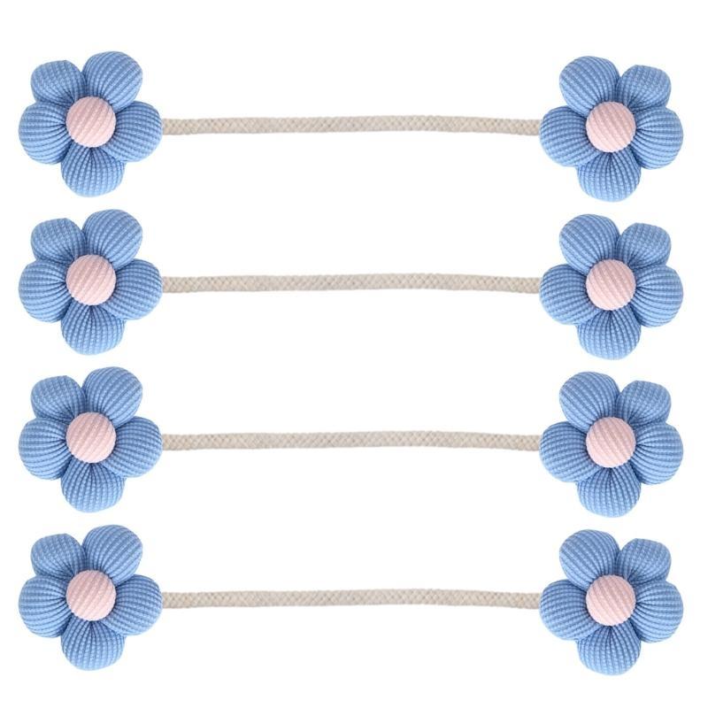 Colorful Flower Curtain Ties Clips Set of 4 Decorative Drapery Holders Holdbacks Metal Rope Tiebacks for Window Decors