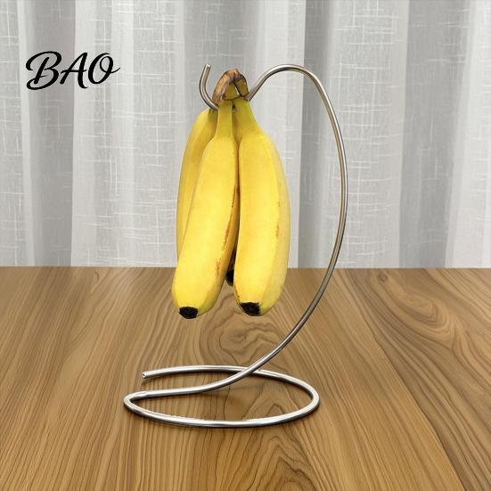 Fruit Basket with Hooks Banana Hanger, Stainless Steel Hook Stand, Keep Fresh Hanger Bananas Free Longer, Space-Saving Rack for Kitchen Countertop