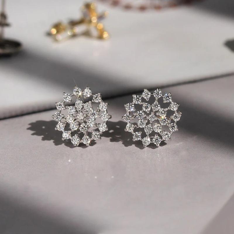 Huitan Sparkling Women Stud Earrings Full Shiny Cubic Zirconia Fresh Style Party Engagement Accessories Trendy Versatile Jewelry 1