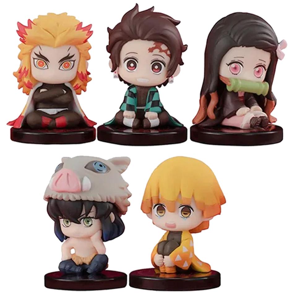 Фигурка Игрушка Клинок Рассекающий Демонов Аниме Kimetsu no Yaiba Q Версия Сидящий Танджиро Незуко Иноске Зеницу PVD Фигурка Модель Кукла Подарок