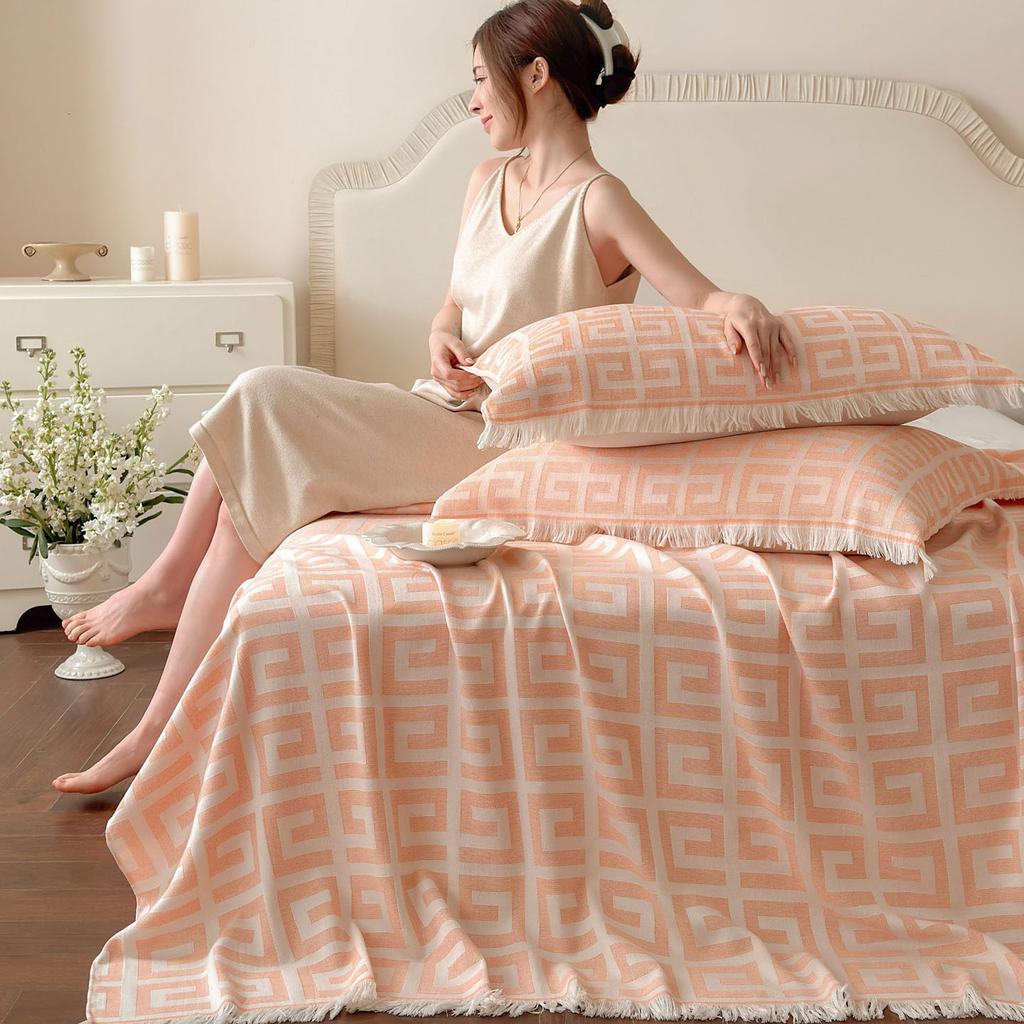 Spring And Summer Long-Staple Cotton 100S Satin Mercerized Cotton Pure Cotton Fringed Gauze Towel Quilt Class A Summer Cool Quilt Air Conditioner Quil