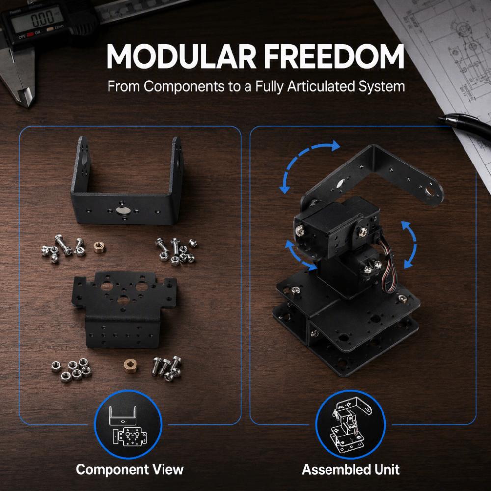2 sets 2 DOF Servo Mount Bracket Multifunction Sensor Mount Kit Robot Accessories Kit For RC Car
