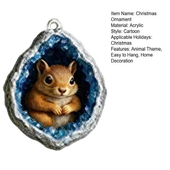 Акриловое подвесное украшение в виде животного, синий искусственный кристалл, отверстие, белка, божья коровка, птица, коала, опоссум, паук, подвеска на рождественскую елку, 2D плоское украшение