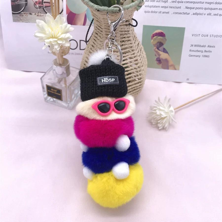 Кролик Рекс красочная гусеница плюшевая сумка кулон брелок креативный милый женский норковый ювелирный подарок