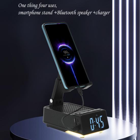 Подставка для настольного телефона с Bluetooth-совместимым динамиком, складной аккумуляторный будильник, таймер, регулируемый угловой держатель для всех телефонов и планшетов