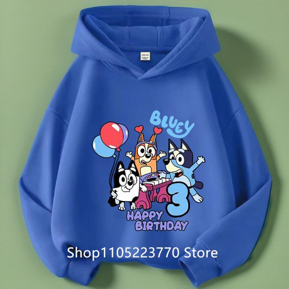 Детская толстовка с капюшоном Bluey Осень Зима Теплая Мягкая Пуловер Удобная Одежда для Игр для Мальчиков Девочек