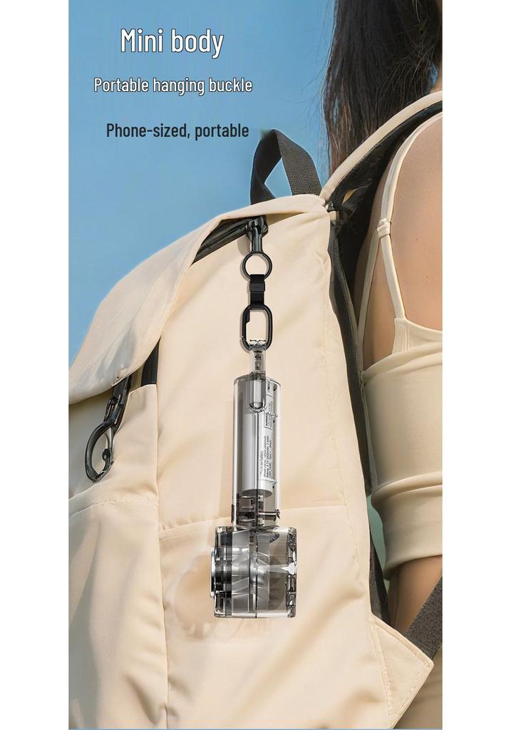 Multifunctional Transparent Mini Cooling Fan with Lanyard and Carabiner