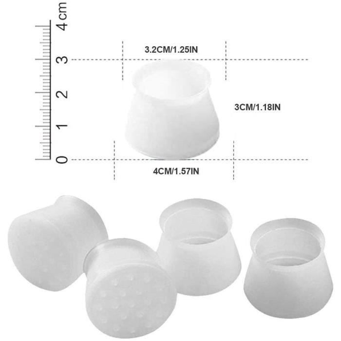 Embout silicone - Lot de 16 - Antidérapant - Demi-transparent - 4x3.2x3 cm