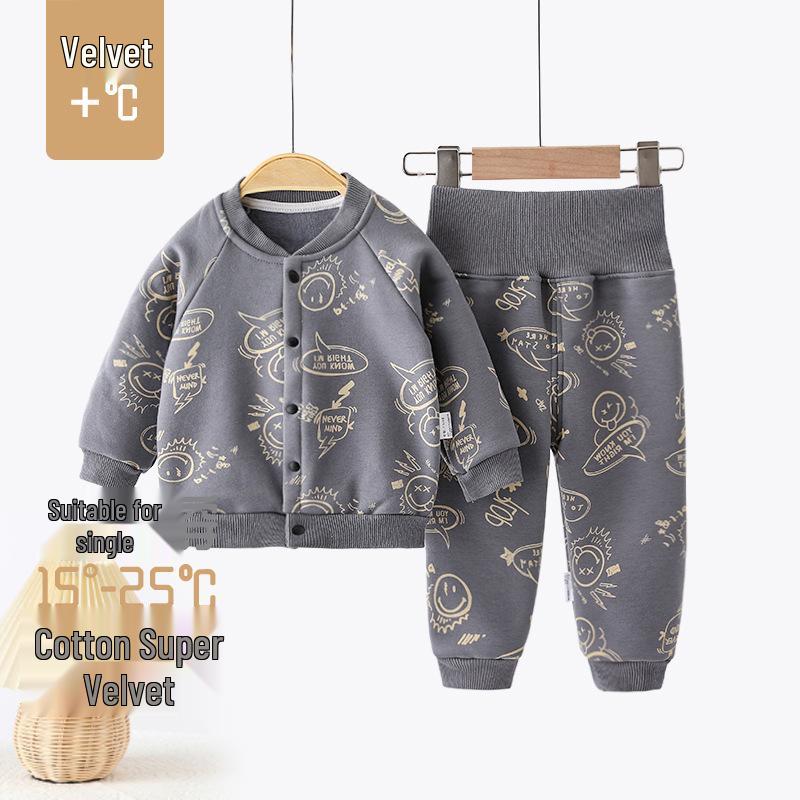 Baby Fleece Set: Warm Autumn & Winter Outing Clothes with High Waist Belly Protection
