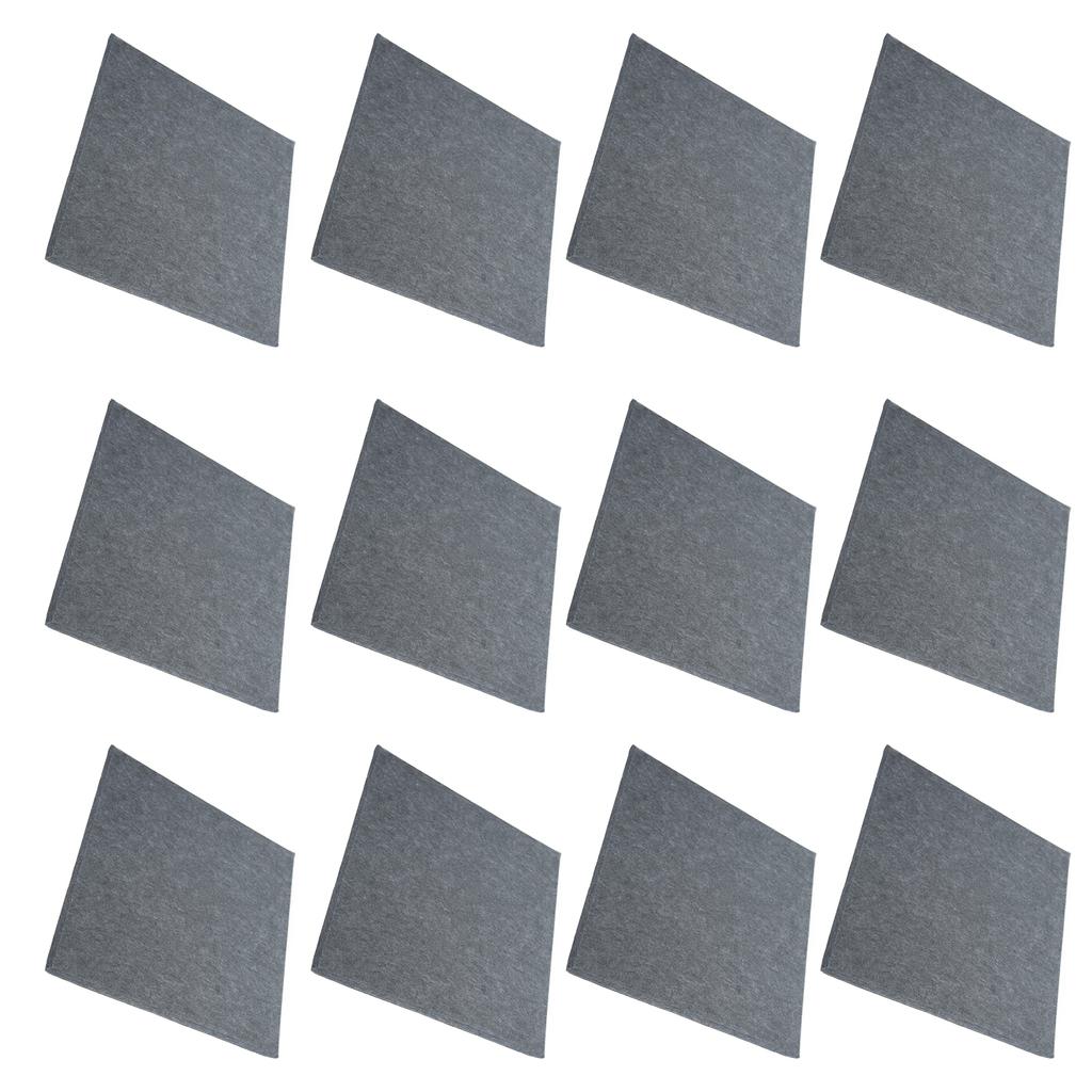 12Pcs Acoustic Panels Polyester Fiber Cutable Sound Absorption Panel for Rehearsal RoomsDark Grey