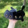 Kawaii Black Cat Plush Toys Cute Squishy Grey Cat Doll Stuffed Animals Plushies Small Pendant Birthday Christmas Gift Bag Decor