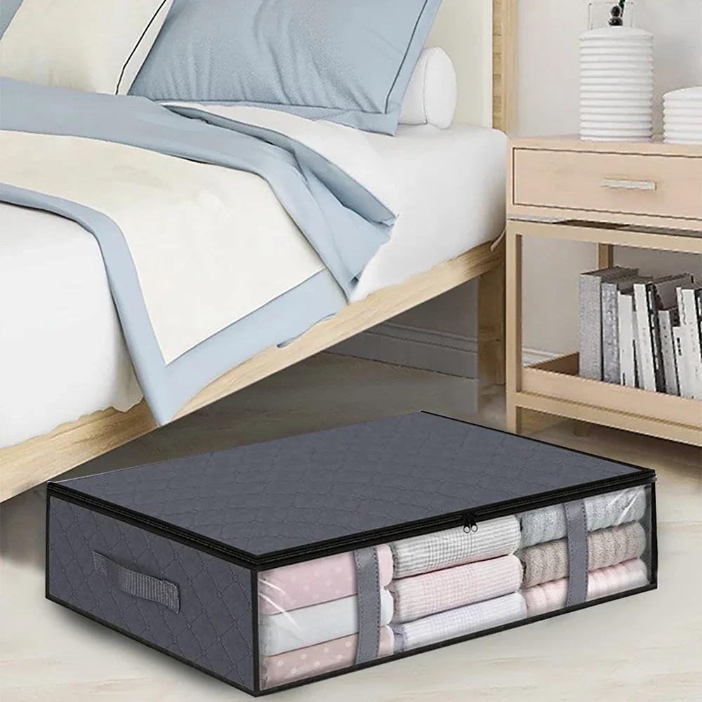 Under Bed Storage Bag For Portable Foldable Quilt Bags Wardrobe Clothes Organizer Storage Box Dustproof Organizer Large Capacity