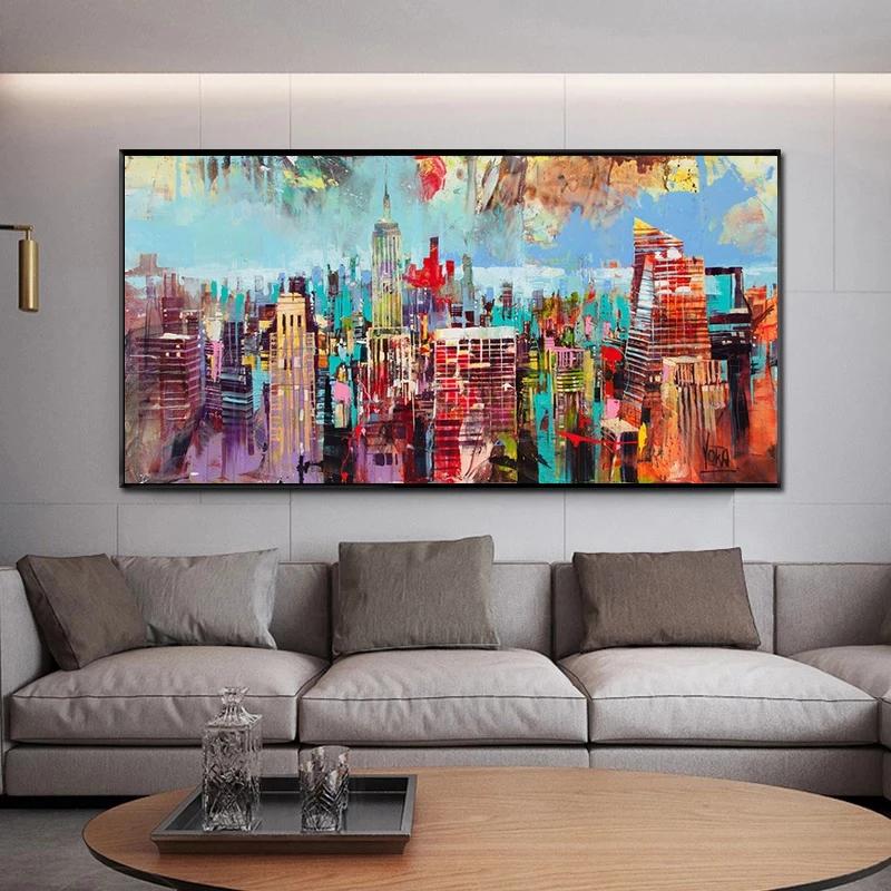 Абстрактные нью-йоркские пейзажи, холст, живопись, акварель, городские постеры и принты, настенные художественные фотографии, домашний декор для гостиной, без рамки