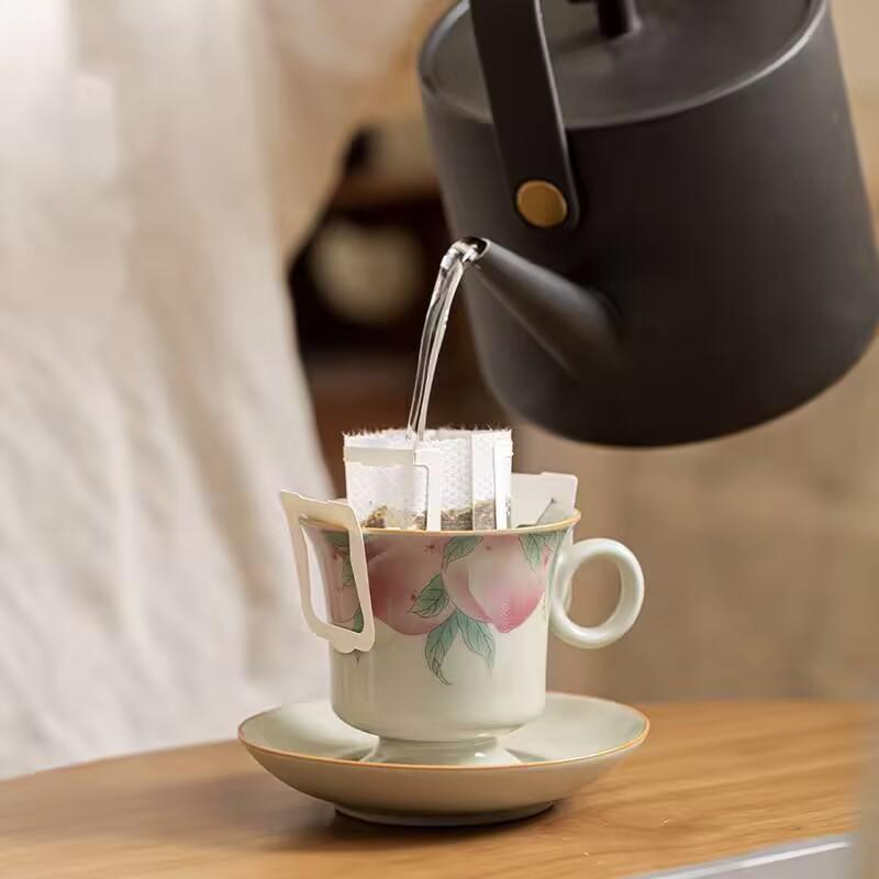 Чашка для кофе Ru Kiln Высококачественная Изысканная Высокоценная Керамическая Чашка и Блюдце Нишевый Дизайн Утолщенная Защищающая от Ожогов Чайная Чашка