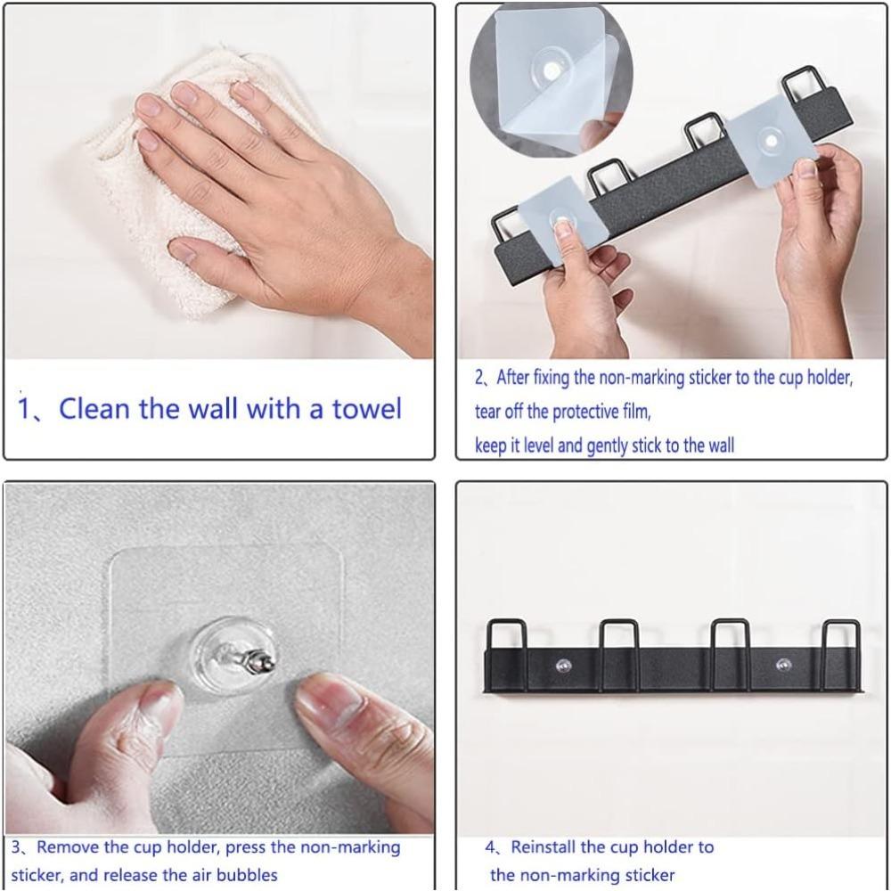 Metal Wall-Mounted Mug Holder No Drilling Drain Cup Holder for Kitchen, Living Room, Office