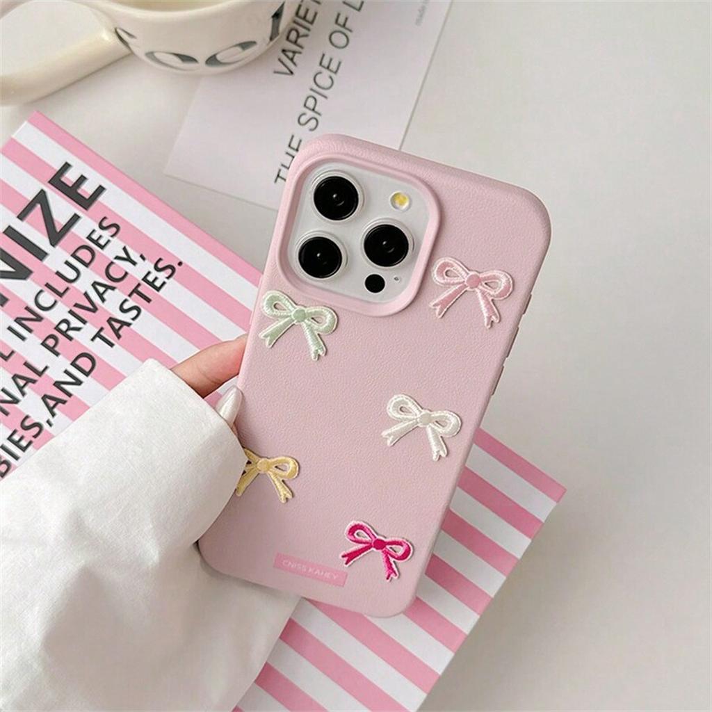 Cubic Colorful Bow Case for Girls Cute Phone Accessories for iPhone 11 12 13 14 15 16 Pro Max