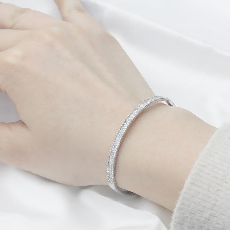 Настоящие браслеты из стерлингового серебра 925 пробы Браслеты 925 пробы с прозрачным кубическим фианитом для женщин Европейские браслеты из Дубая