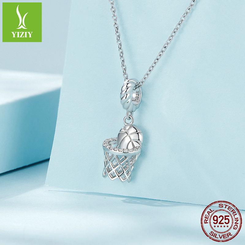 Yinziyun Серебро S925 с платиновым покрытием 3D Подвеска-баскетбольный мяч для браслетов DIY