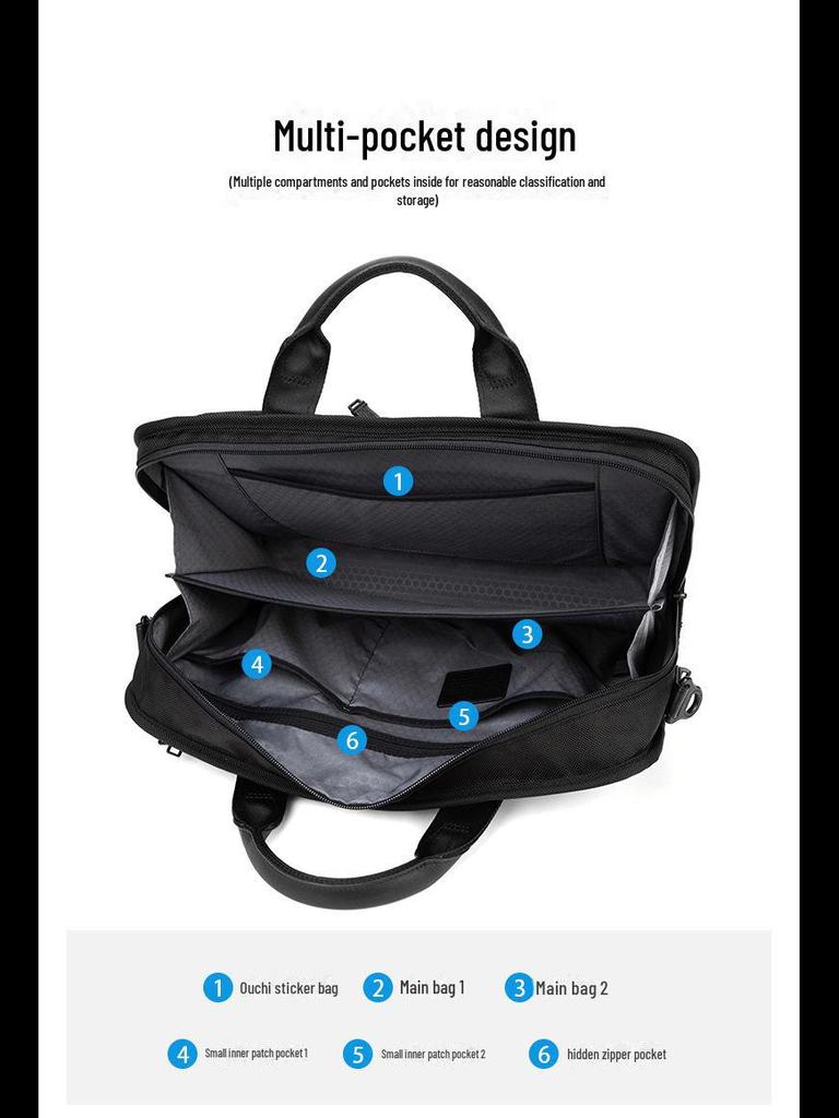 Черно-белый мужской деловой портфель на одно плечо — повседневный, модный и трендовый 