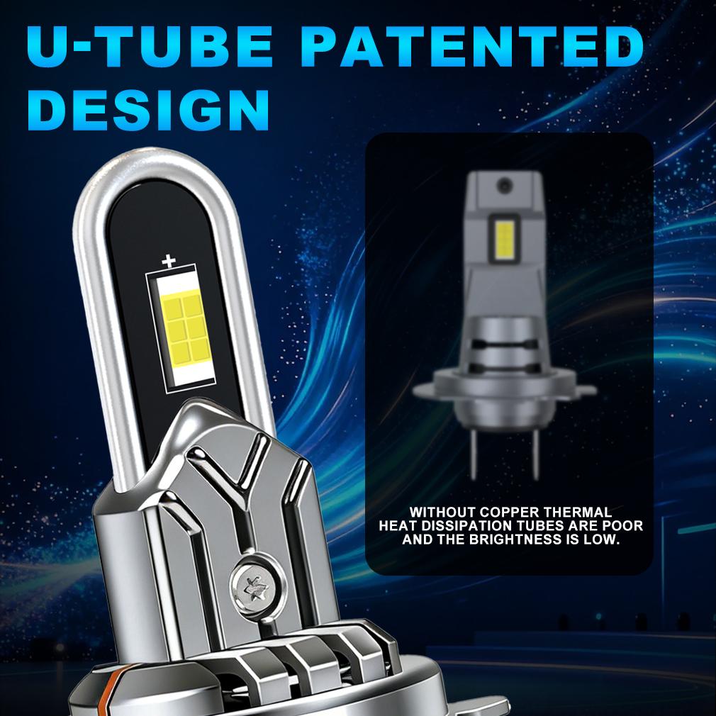 2Pcs H7 H4 LED Headlight Bulbs Canbus 30000LM 100W U-Shaped Copper Tube Car Light Turbo H11 9005 HB3 Headlamp 6500K White 12V With Fan