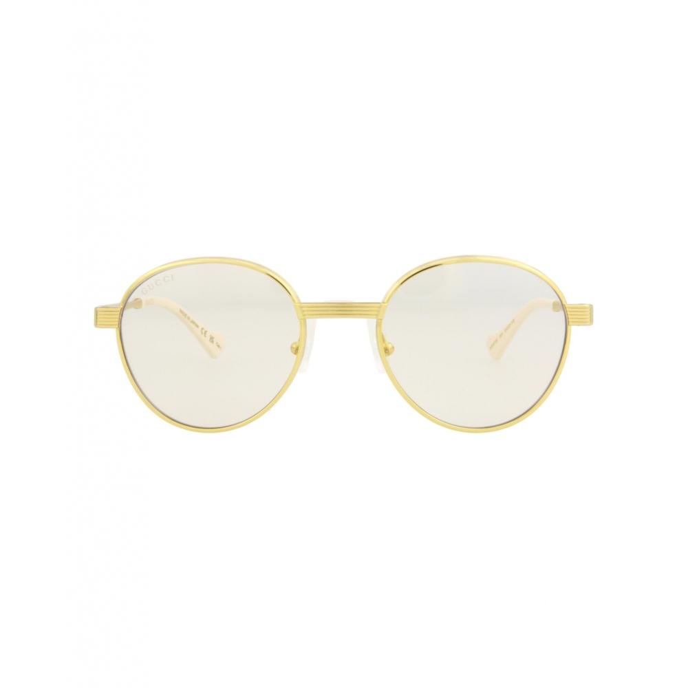 Gucci Round Frame Metal Sunglasses Gold Gold Yellow