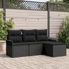 vidaXL 4-Piece Garden Sofa with Cushions Black Poly Rattan, vidaXL 2-Seater Garden Sofa with Storage and Cushions 3353982