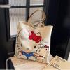 Hello Kitty Large Capacity Canvas Shoulder Bag - Cute Cartoon Schoolbag